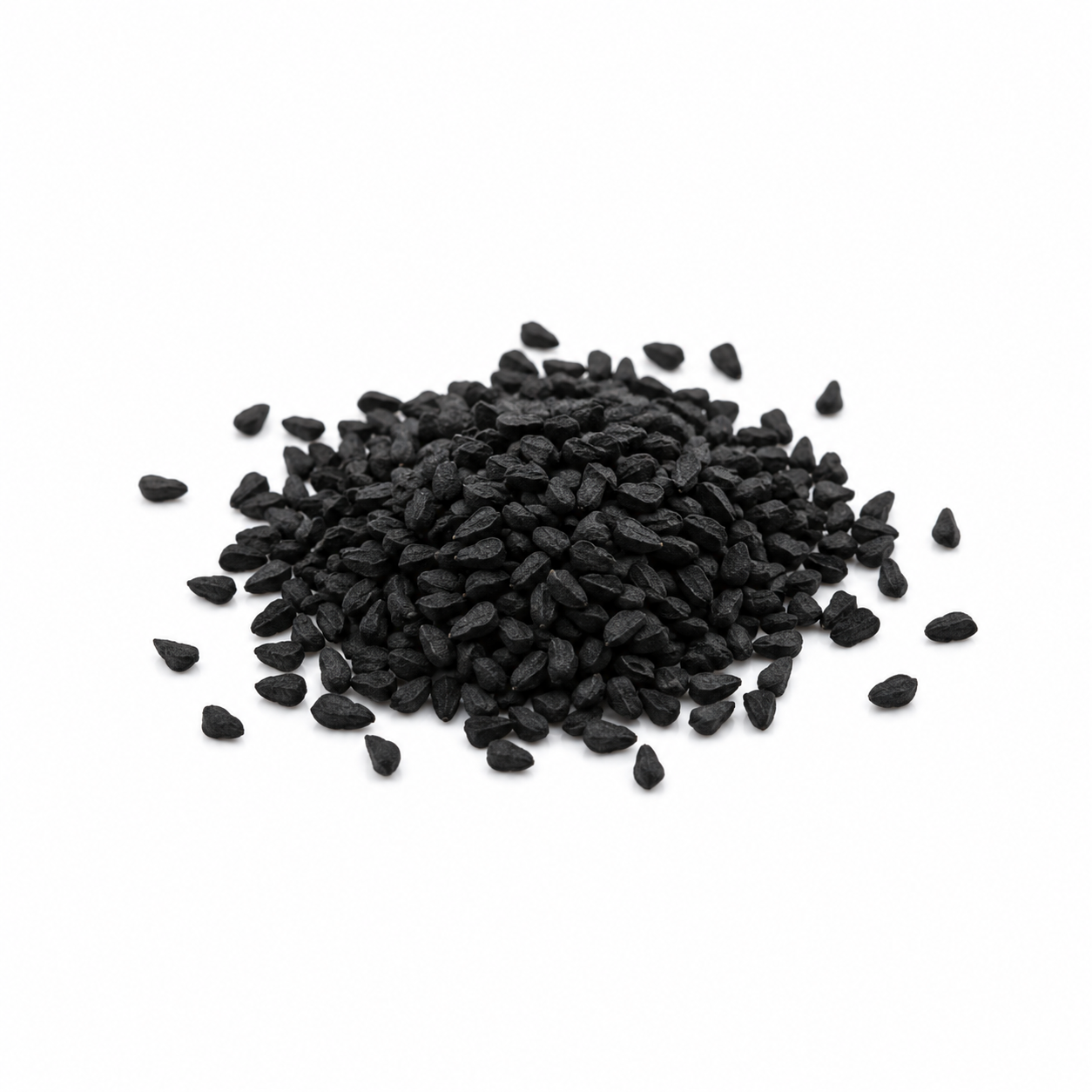 plain photo of black seed shown in a white background