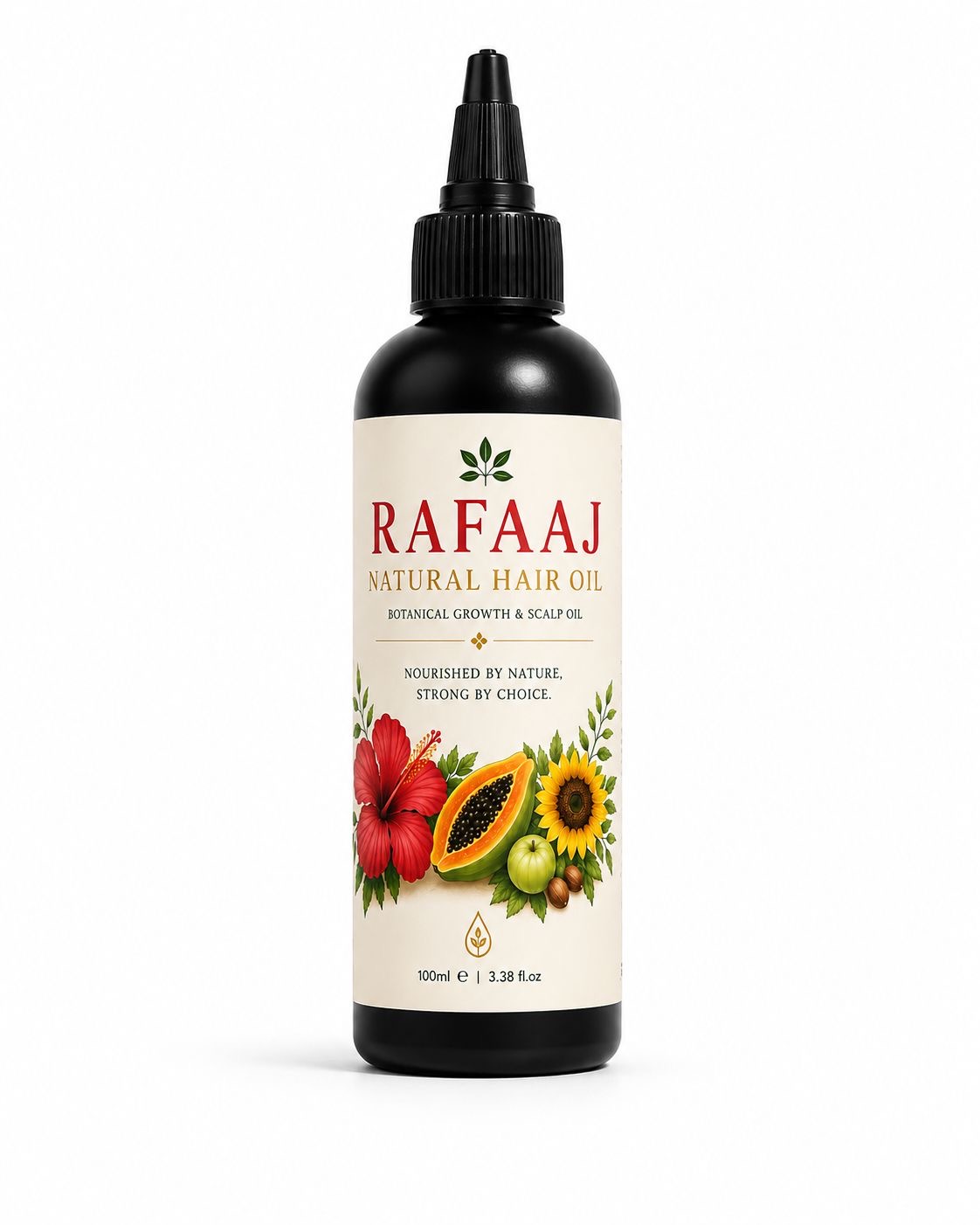 product image of rafaaj hair oil in a plain white background